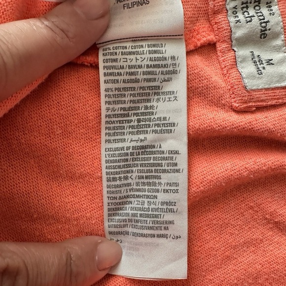 Abercrombie & Fitch Capri Joggers M Coral FITCH '92 Logo Y2K Lounge Sweatpants - Picture 11 of 11